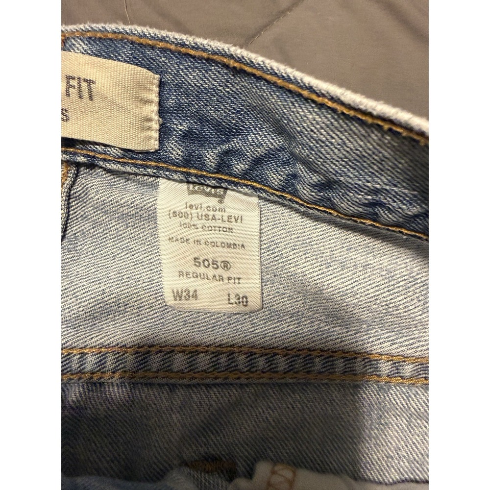 Vintage Levis 505‎ Men's Jeans Size 34x30 Fits Light Wash Distressed Y2K - Picture 7 of 10